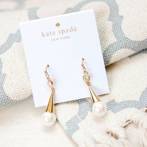kate spade faux pearl cone linear crystal statement earrings boho minimalism